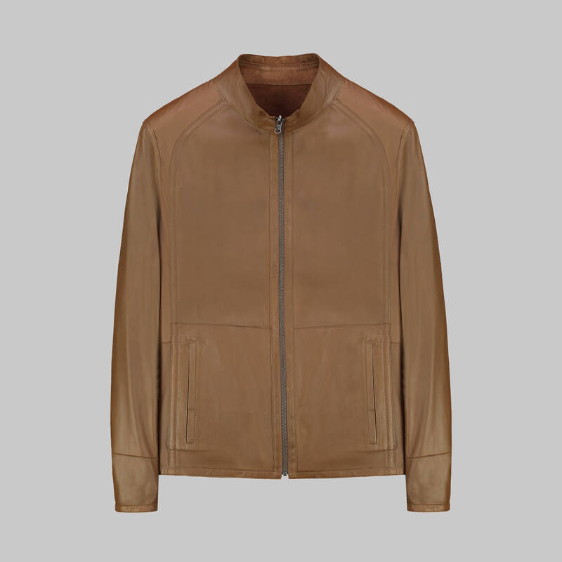 Çift Taraflı Süet Taba Deri Ceket - 3