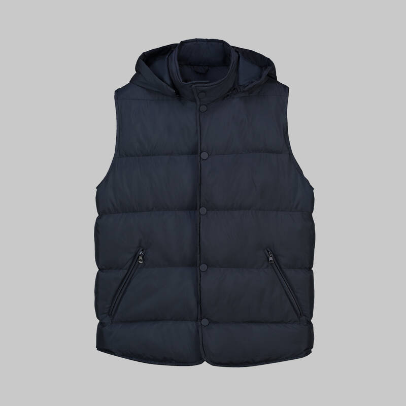 Çıkma Kapüşonlu Dolum Lacivert Yelek - 1