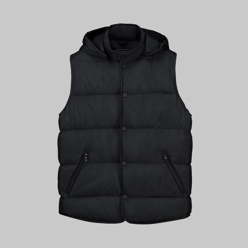 Çıkma Kapüşonlu Dolum Siyah Yelek - INTERVIEW