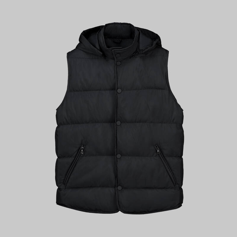 Çıkma Kapüşonlu Dolum Siyah Yelek - 1