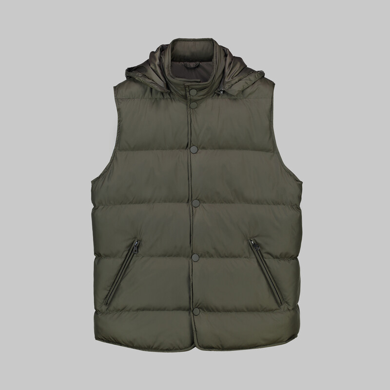 Çıkma Kapüşonlu Dolum Kahverengi Yelek 