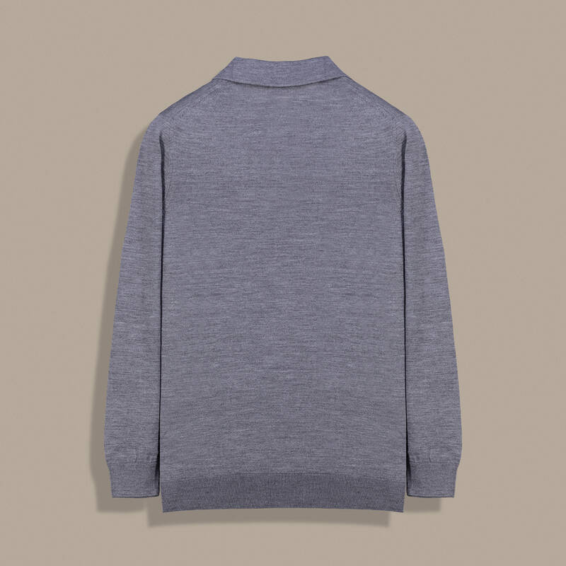 Düğmeli Polo Yaka Erkek Gri Triko - 2