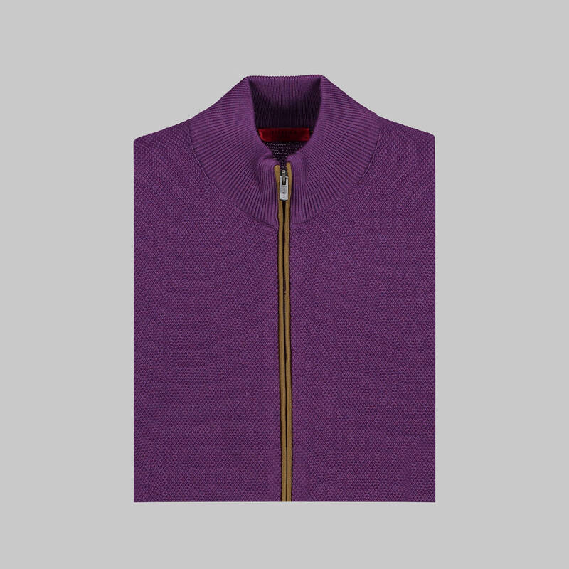 Fermuarlı Triko Mürdüm Hırka - 3