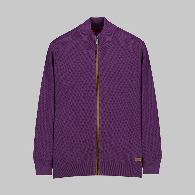 Fermuarlı Triko Mürdüm Hırka 