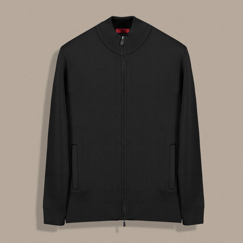 Fermuarlı Cepli Siyah Hırka - 1