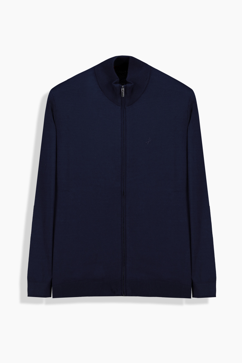 Fermuarlı Yarım Balıkçı Lacivert Hırka - 1