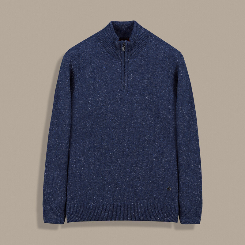 Yarım Balıkçı Fermuarlı Lacivert Triko 