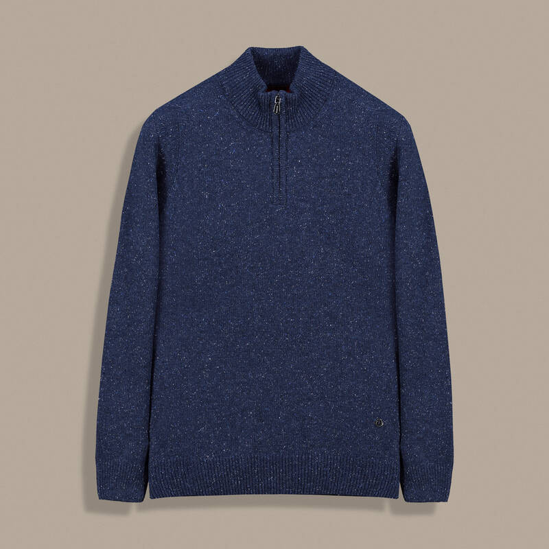 Yarım Balıkçı Fermuarlı Lacivert Triko - 1