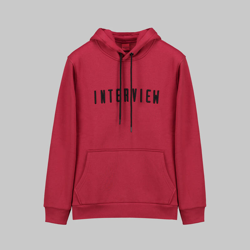 Kapüşonlu Bordo Sweatshirt - 1