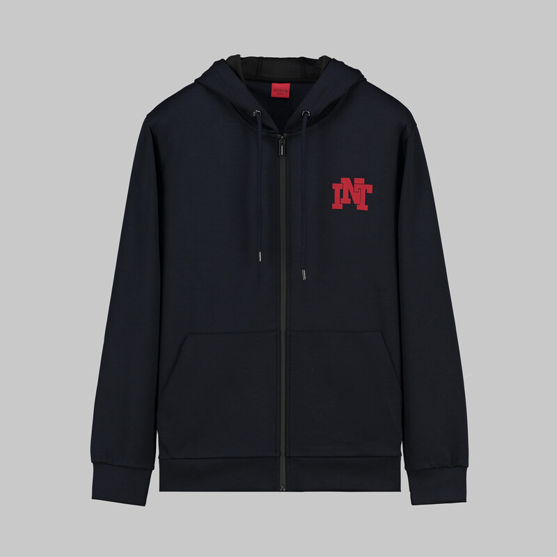 Kapüşonlu Fermuarlı Lacivert Sweatshirt - INTERVIEW