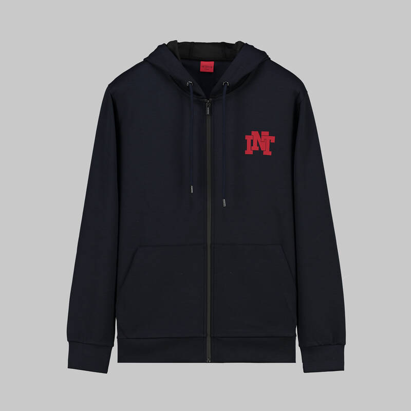 Kapüşonlu Fermuarlı Lacivert Sweatshirt - 1