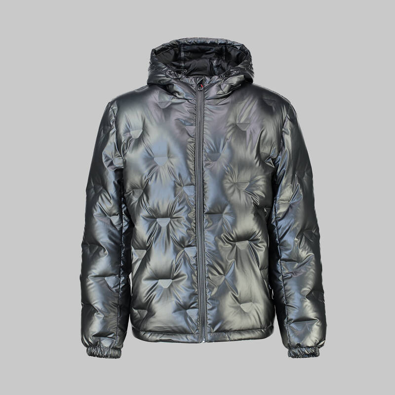 Kapüşonlu Gri Şişme Mont - 5