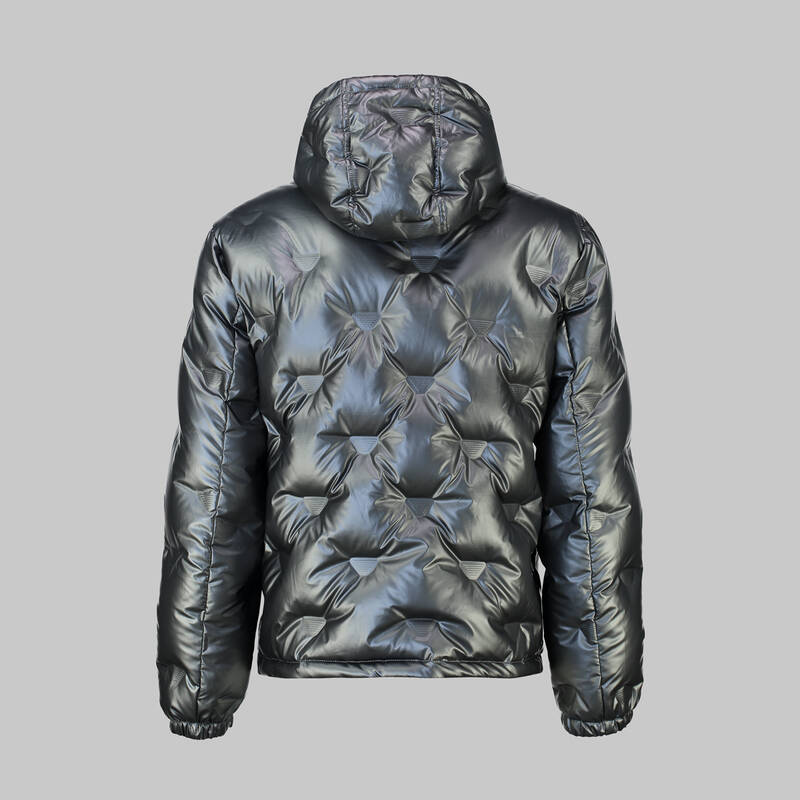 Kapüşonlu Gri Şişme Mont - 6