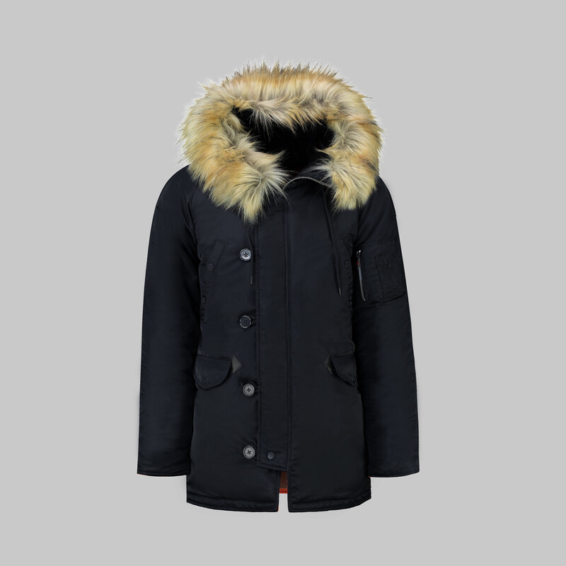 Kürk Kapüşonlu Siyah Kaban 