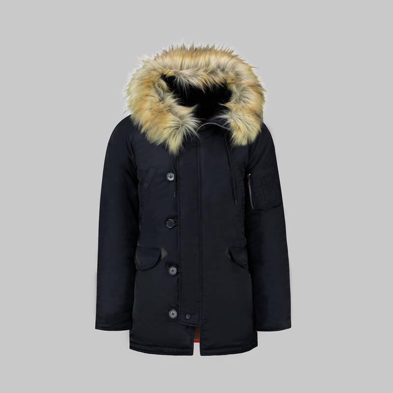 Kürk Kapüşonlu Siyah Kaban - 1