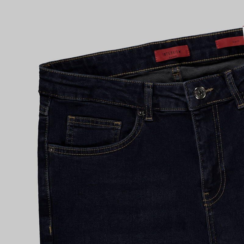 Midas Pamuklu Dar Kesim Blue Black Denim Pantolon - 4