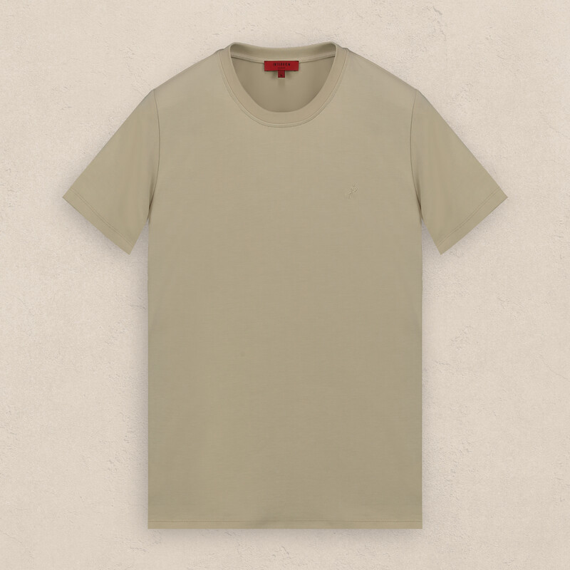 O Yaka Bej Erkek Tişört - INTERVIEW