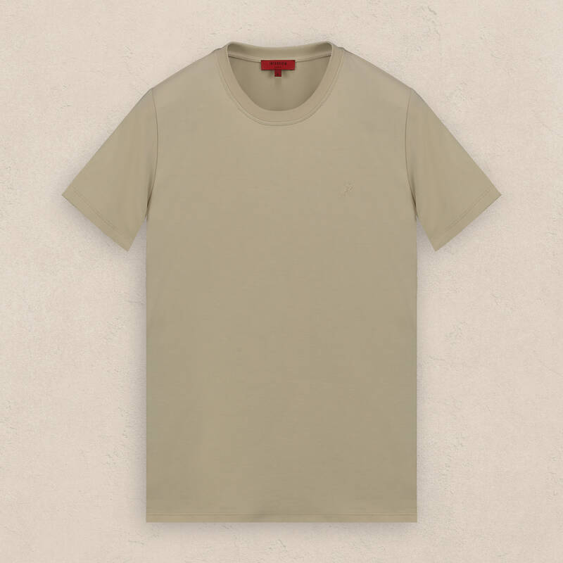 O Yaka Bej Erkek Tişört - 1