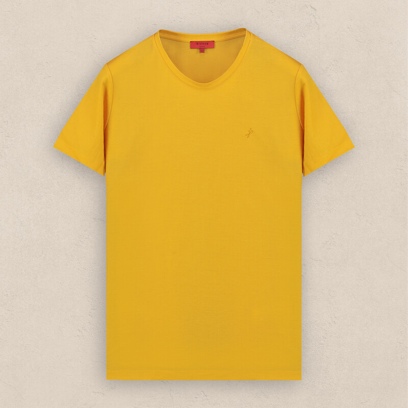 O Yaka Basic Sarı Tişört 