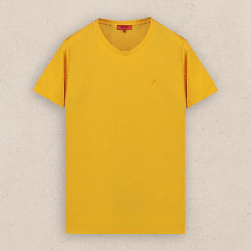 O Yaka Basic Sarı Tişört - 1