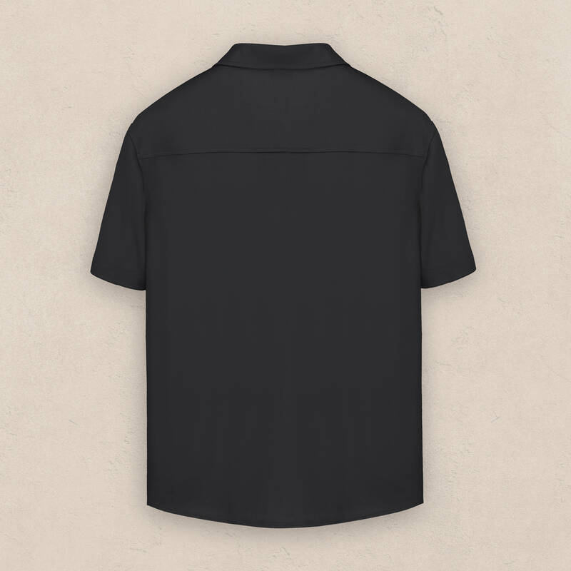 Polo Yaka Kısa Kol Düğmeli Siyah Tişört - 2