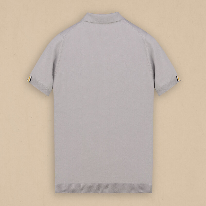 Polo Yaka Fermuarlı Kısa Kol Gri Triko - INTERVIEW