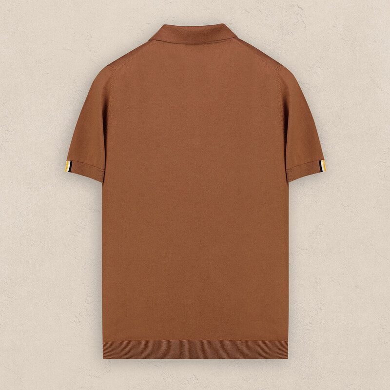 Polo Yaka Fermuarlı Kısa Kol Taba Triko - INTERVIEW