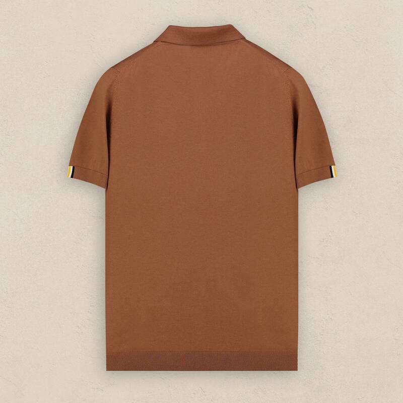 Polo Yaka Fermuarlı Kısa Kol Taba Triko - 2