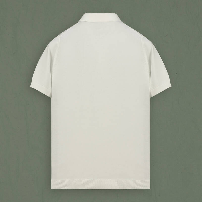 Polo Yaka Desenli Kısa Kol Ekru Triko - 3