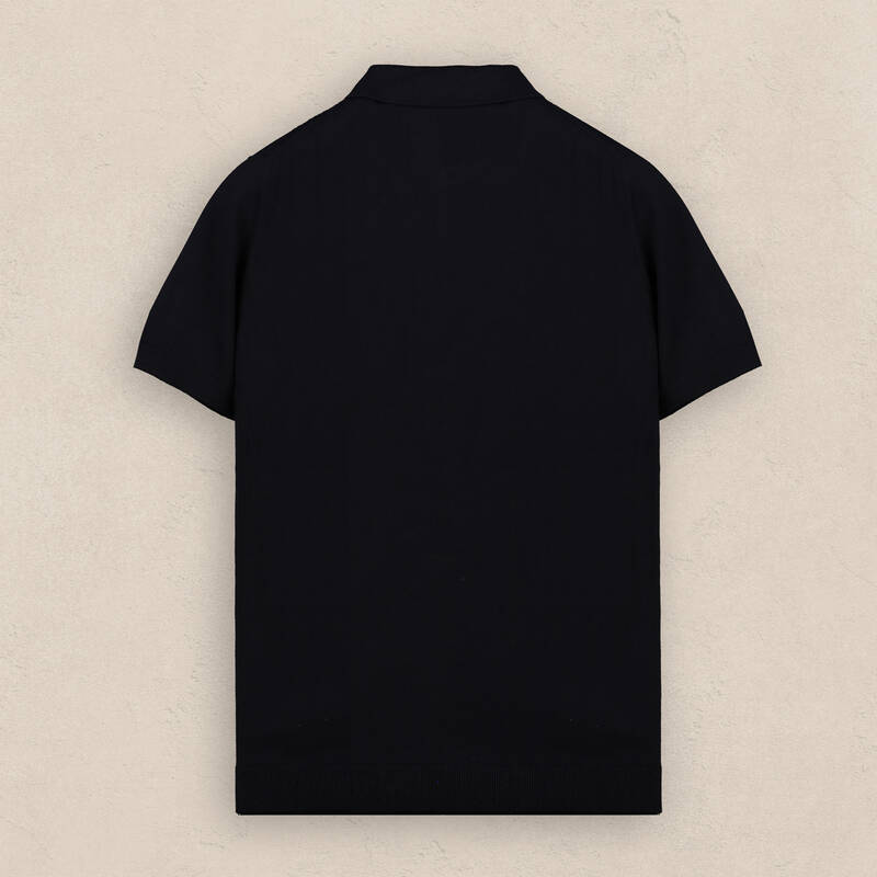 Polo Yaka Desenli Kısa Kol Lacivert Triko - 2