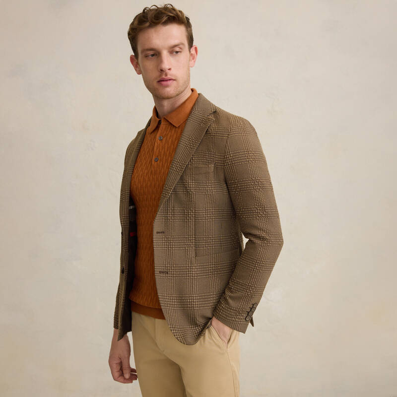 Polo Yaka Desenli Kısa Kol Taba Triko - 1