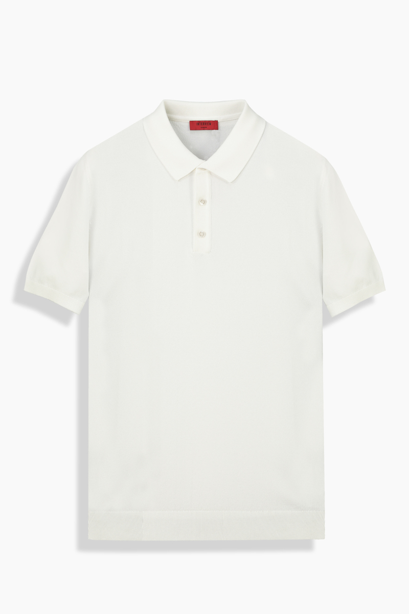 Polo Yaka Kısa Kol Ekru Triko Tişört - 1