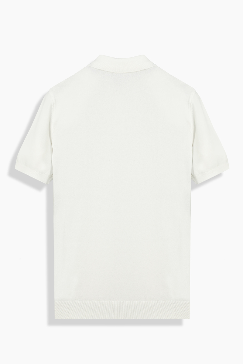 Polo Yaka Kısa Kol Ekru Triko Tişört - 2