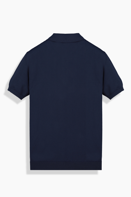 Polo Yaka Kısa Kol Lacivert Triko Tişört - INTERVIEW