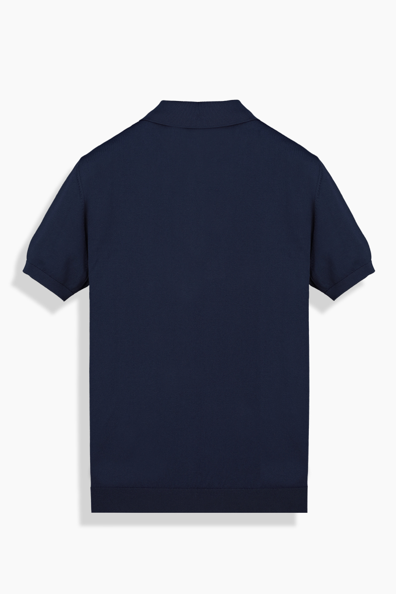 Polo Yaka Kısa Kol Lacivert Triko Tişört - 2
