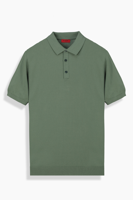 Polo Yaka Kısa Kol Mint Yeşil Triko Tişört 