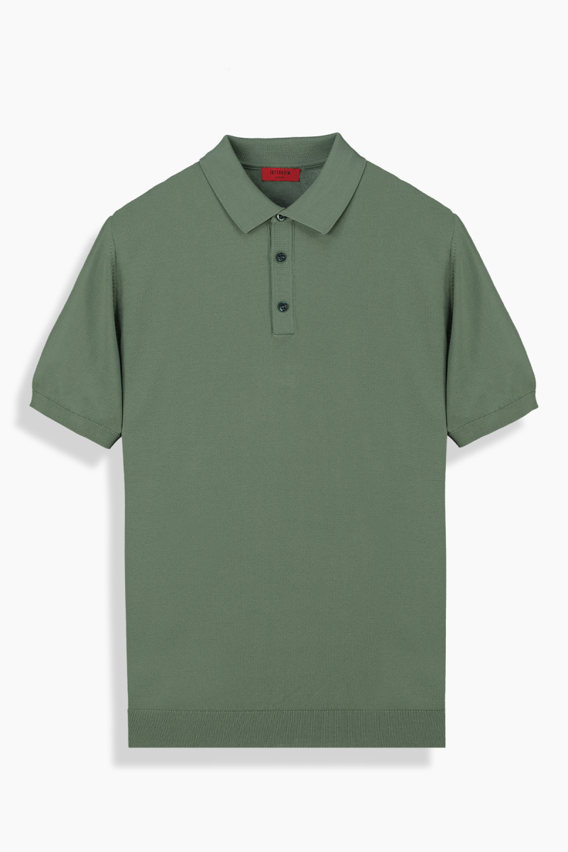 Polo Yaka Kısa Kol Mint Yeşil Triko Tişört - 1