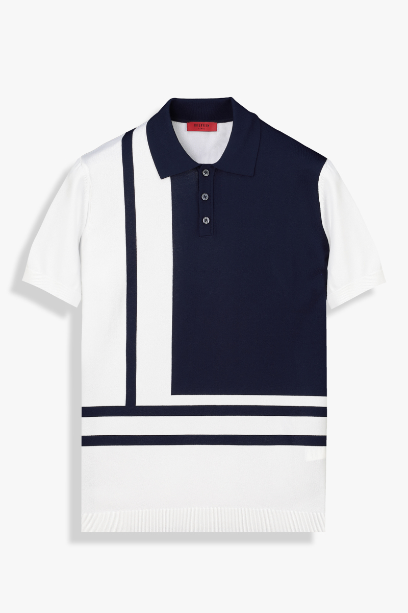 Polo Yaka Kısa Kol Lacivert Triko Tişört - 2