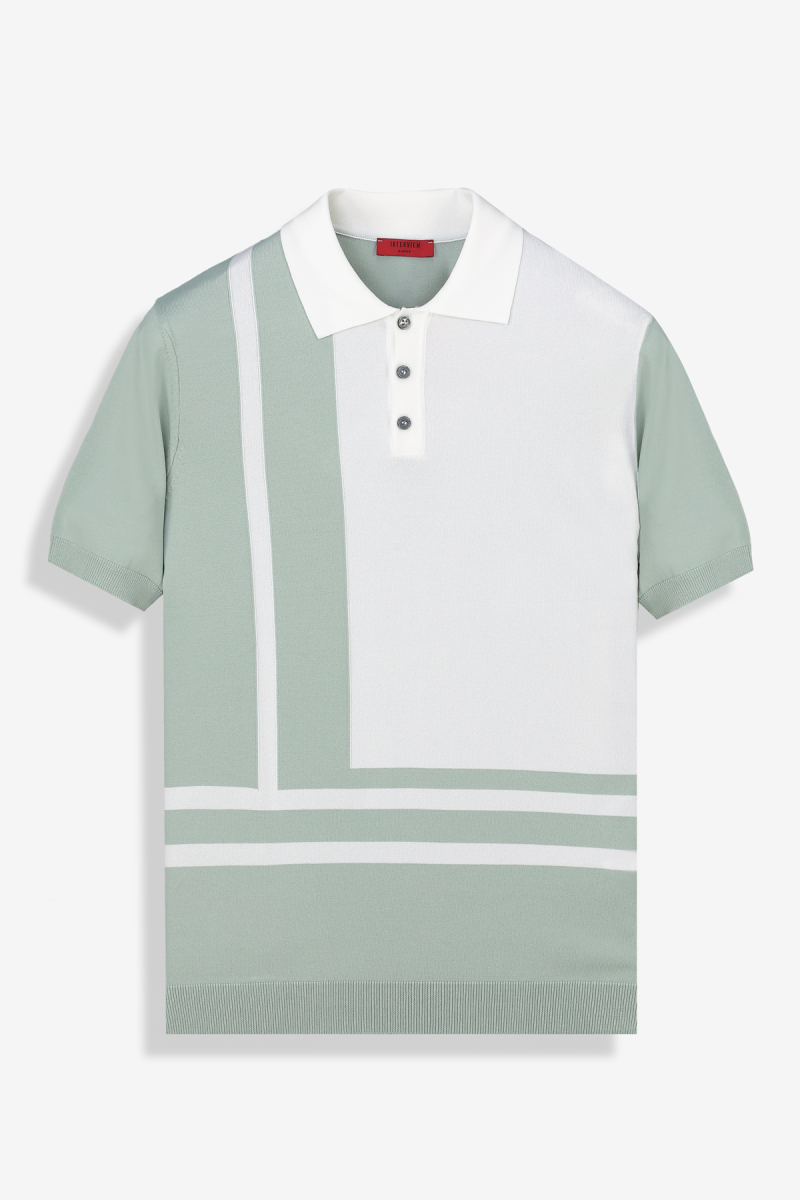 Polo Yaka Kısa Kol Mint Yeşili Triko Tişört - 1