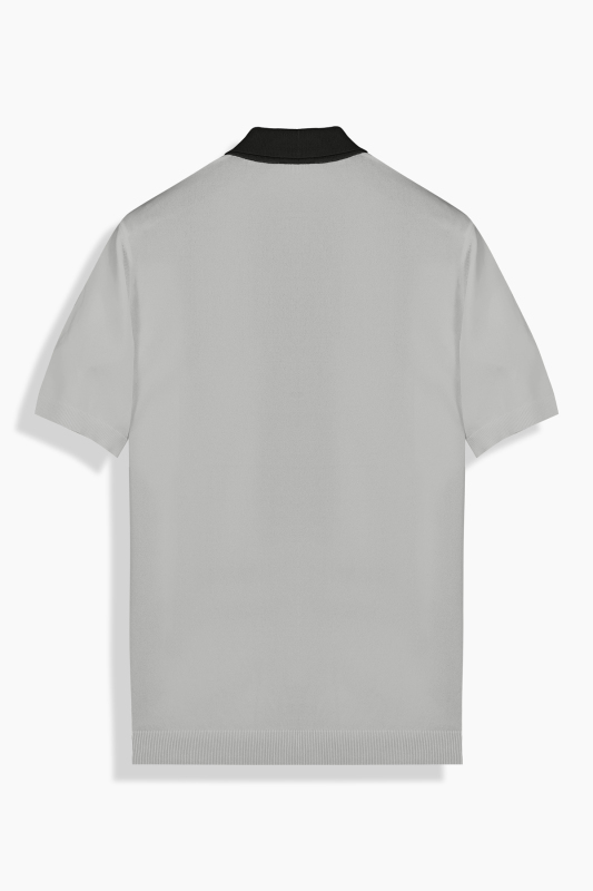 Polo Yaka Kısa Kol Siyah Triko Tişört - INTERVIEW