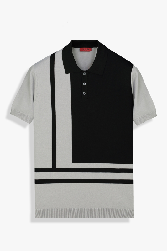 Polo Yaka Kısa Kol Siyah Triko Tişört 