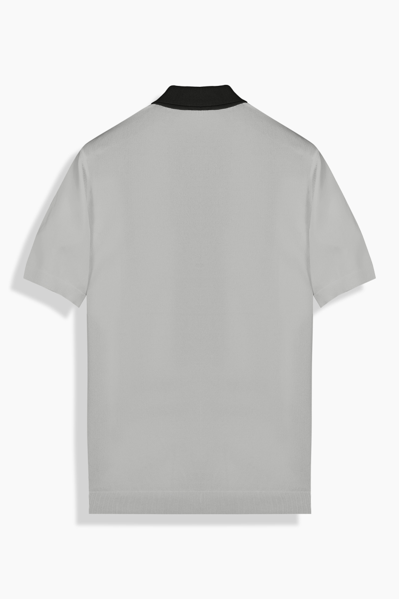 Polo Yaka Kısa Kol Siyah Triko Tişört - 2