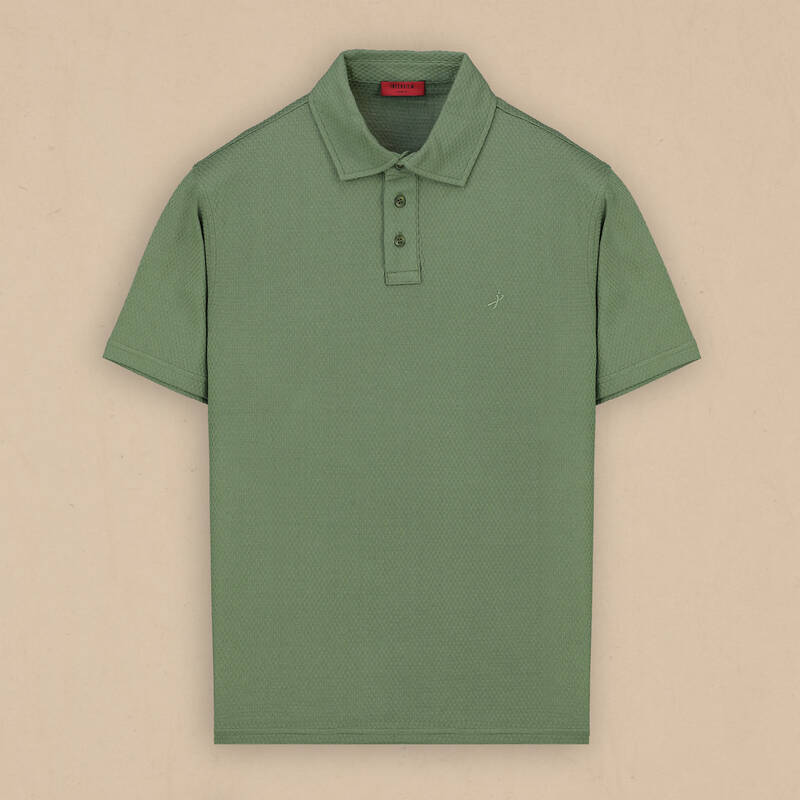 Polo Yaka Kısa Kol Yeşil Tişört - 1