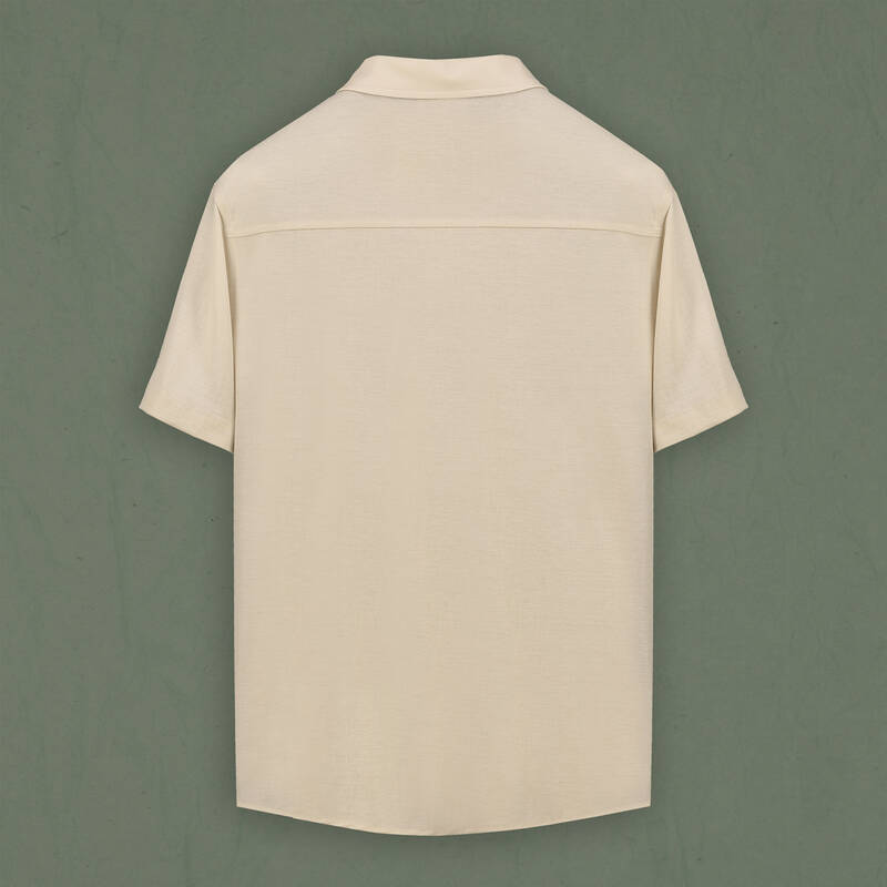 Polo Yaka Kısa Kol Düğmeli Bej Tişört - 2