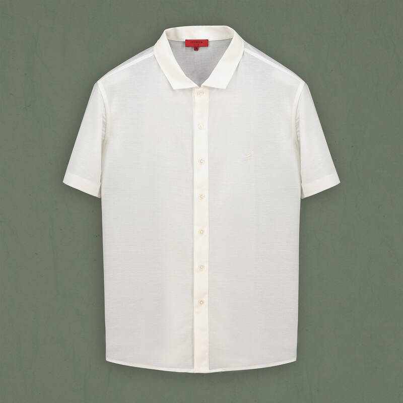 Polo Yaka Kısa Kol Düğmeli Beyaz Tişört - 1