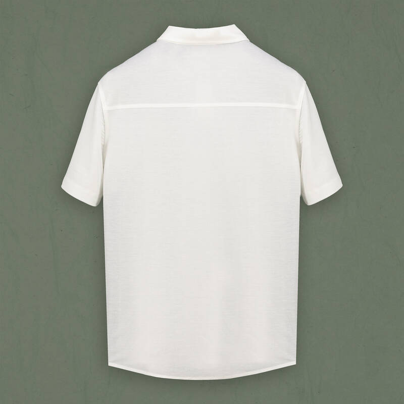 Polo Yaka Kısa Kol Düğmeli Beyaz Tişört - 2
