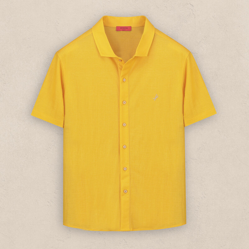 Polo Yaka Kısa Kol Düğmeli Turuncu Tişört 