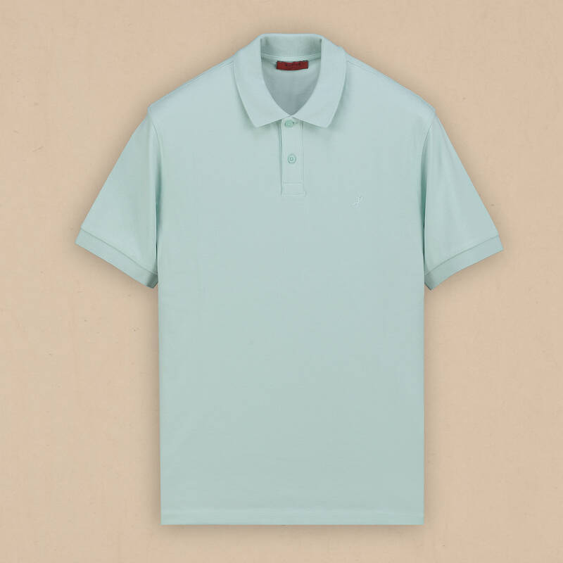 Polo Yaka Pamuklu Mint Yeşili Tişört - 1