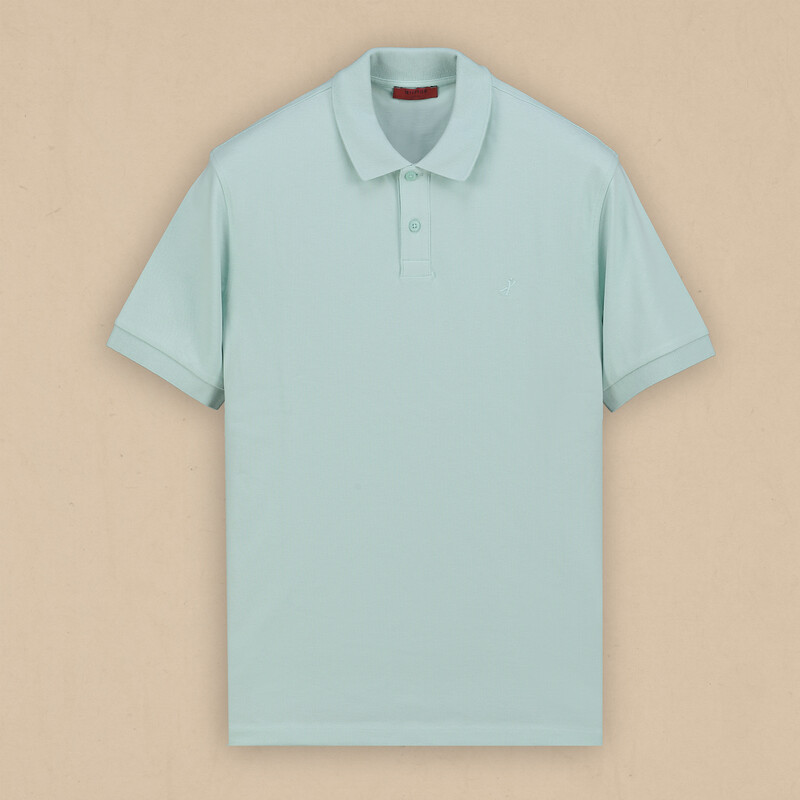 Polo Yaka Pamuklu Mint Yeşili Tişört 