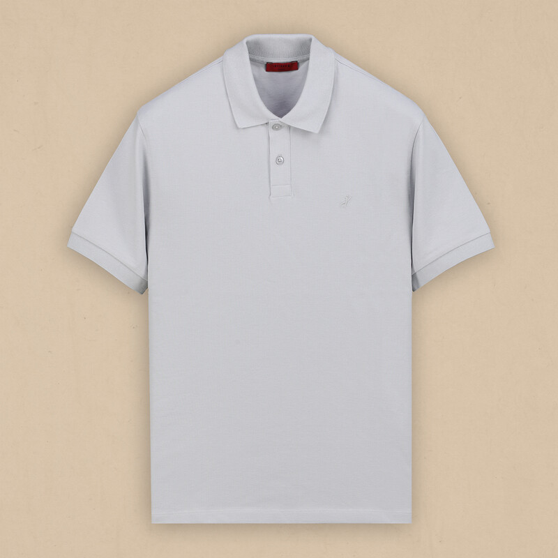 Polo Yaka Pamuklu Gri Tişört 